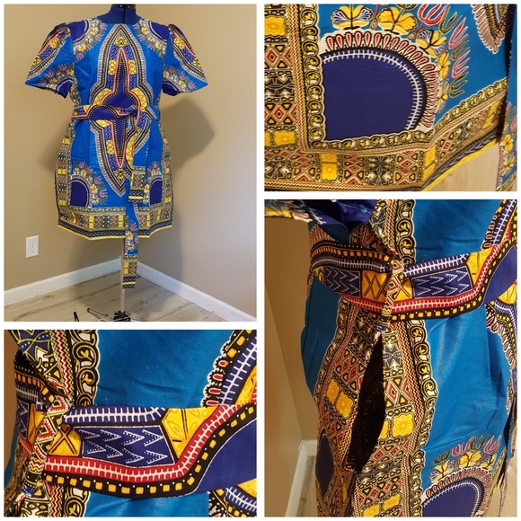 Knee Length Dashiki - Blue or Pink - Picture 7 of 8